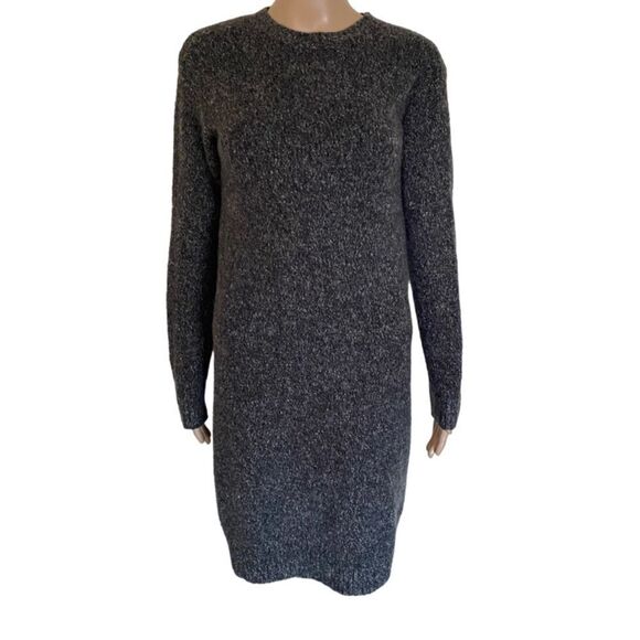 Uniqlo Grey Space Dye Long Sleeve Wool Blend Mini Sweater Dress Women’s Size S - Picture 1 of 9